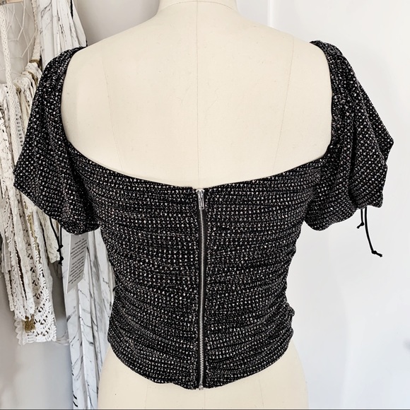 For Love & Lemon Ava Glitter Crop Top in Metallic - Picture 4 of 8